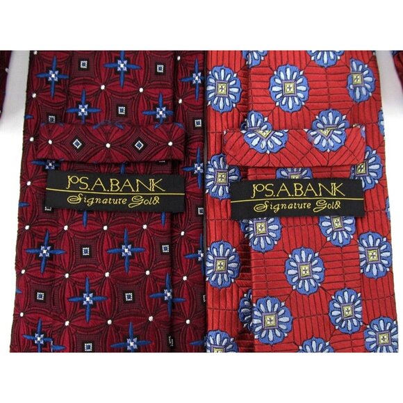 Lot of 5 Jos A Bank Signature Collection Mens Neckties Red 100% Silk Designer - Picture 6 of 14